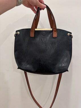 Call It Spring Black Tote with Brown Handles and Strap and Gold details